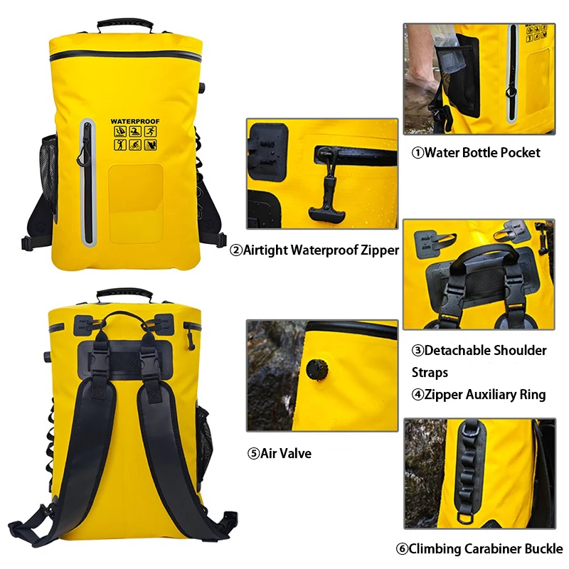 25L/35L Large Capacity Waterproof Backpack with IPX7 Airtight Zipper, Durable Scratch-Resistant PVC, Dry Wet Separation For Dive 5