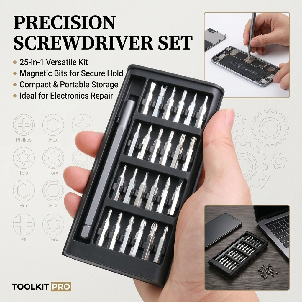25 in 1 Precision Screwdriver Set Hexagonal Flat Head Magnetic Screwdrivers for iPhone PC Watch Camera Glasses - Tool Kit