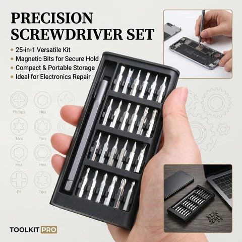 25 in 1 Precision Screwdriver Set Hexagonal Flat Head Magnetic Screwdrivers for iPhone PC Watch Camera Glasses - Tool Kit