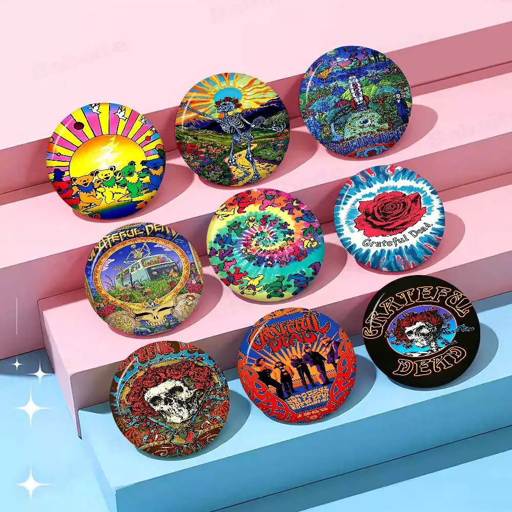 G-Grateful D-Dead Band 58mm Cute Series Pins Funny Badge Interesting Cartoon Animals Brooches Backpack Clothes Gift Accessory