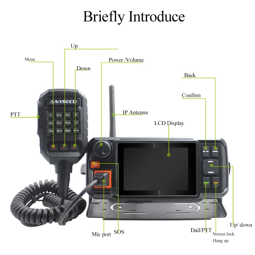 ANYSECU 4G-W2Plus 4G Network Radio Android 7.0 With GPS WIFI LTE Walkie Talkie N60 Work With Real-ptt Zello Walkiefleet