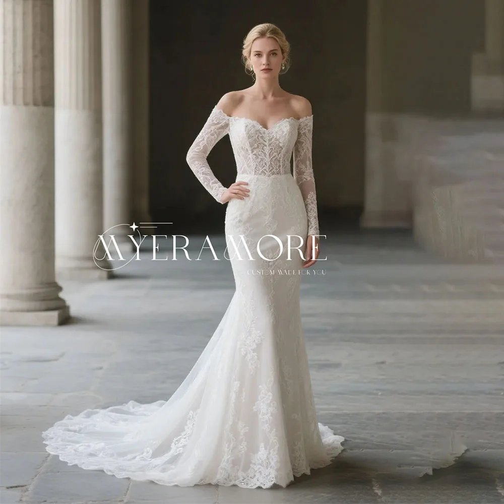 

Chic V Neck Wedding Dress Cap Sleeve Lace Appliques Elegant Mermaid Bridal Gowns Luxury Bride Dress for Wedding Party Customized