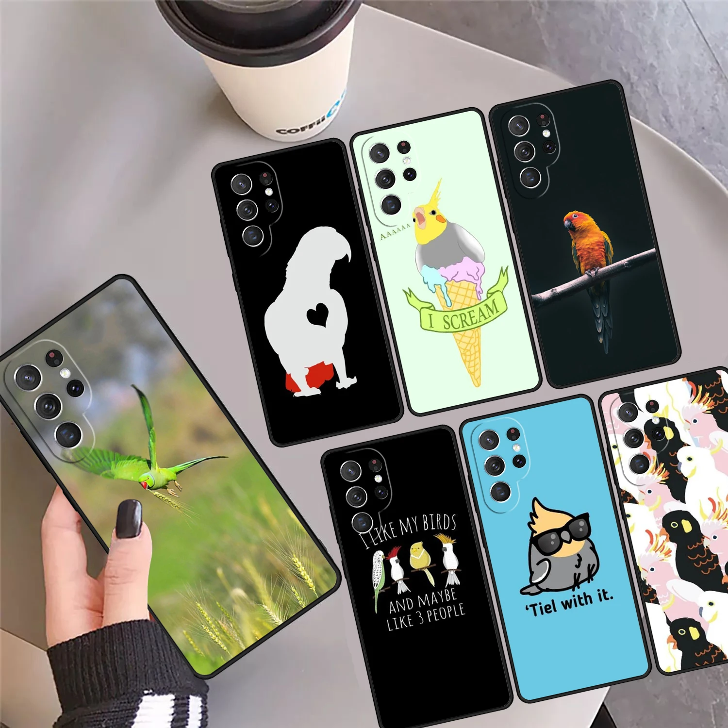 Parrot Bird Phone Case Cover Coque For Samsung Galaxy S24 Ultra 23 S22 Plus S21 FE S20 S8 S9 S10 Note 10 Pro Note 20