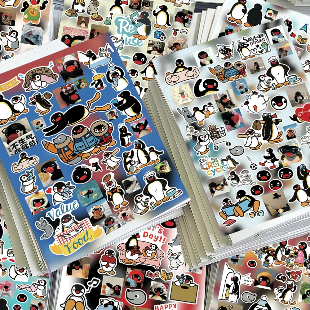 8pcs Pingu Penguin Die Cut Stickers High Aesthetic Cartoon Graffiti Phone Case Collage Material Waterproof Decals Diy Craft