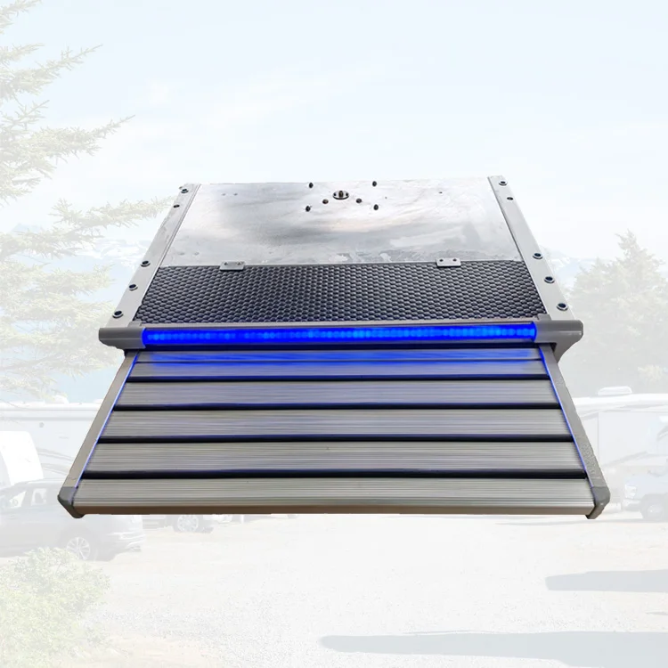 forAluminum Alloy 16 RV Sliding Step Carbon Steel motorhome steps with 12V LED  light Electric sliding caravan Steps for van