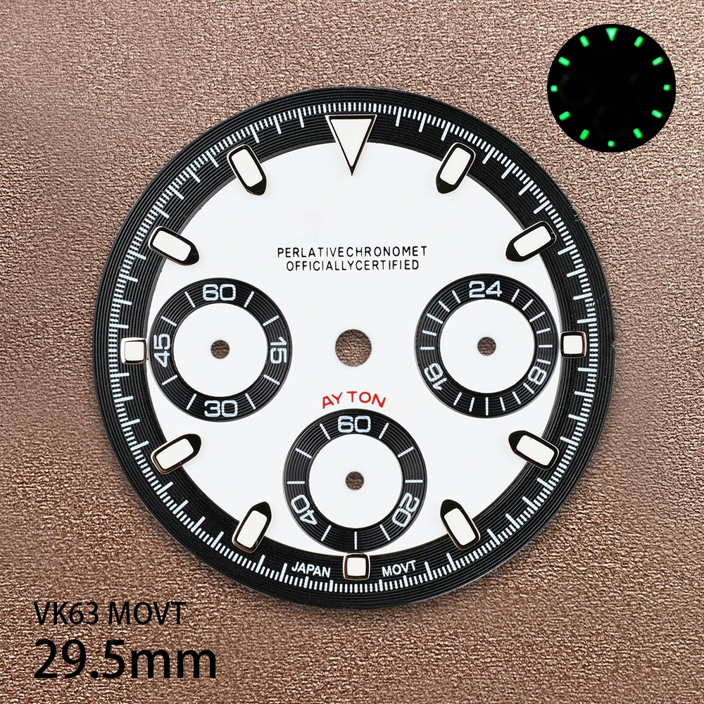 Cadran Panda DTN avec Logo S, 29.5mm, adapté au mouvement VK63, vert glace, accessoires de Modification de montre de qualité