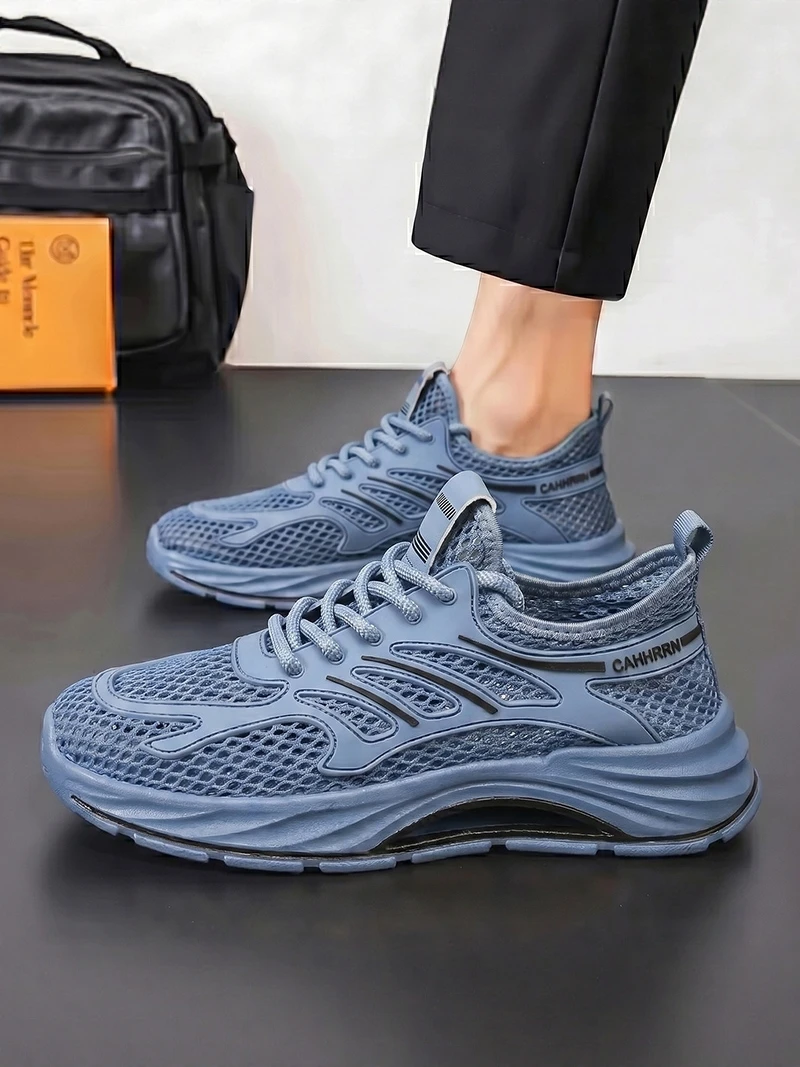 Men's Running Shoes Breathable Lightweight Mesh Anti-slip Soft Bottom Shock Absorption Hollow out Mesh Eyelets Summer Sport S...