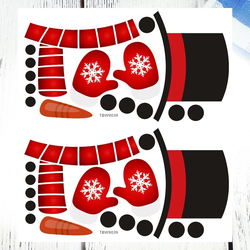 

2Pcs Christmas Snowman Refrigerator Stickers Double Sided Fridge Decors Decorative for Home Office Kitchen Refrigerator Stickers