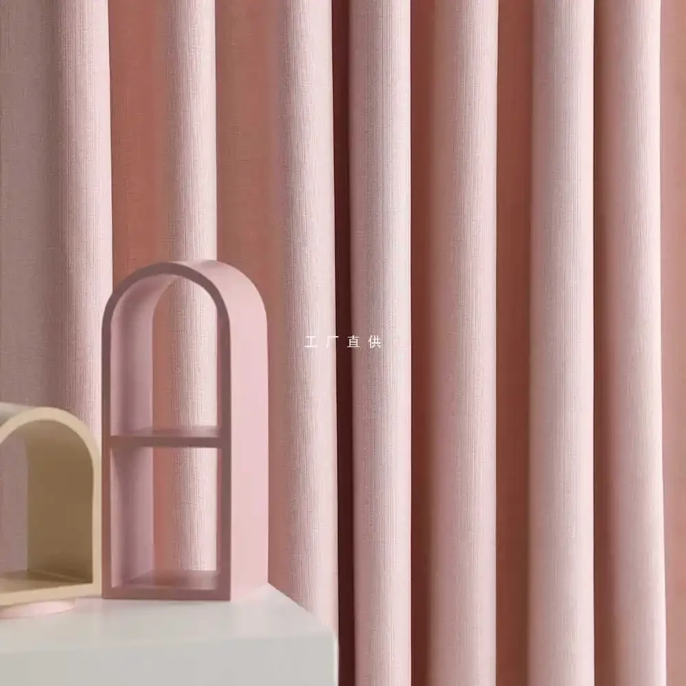 

New Pink Simple Modern Velvet Curtains for Living Dining Room Bedroom Children's Luxury Girl Blackout Customize