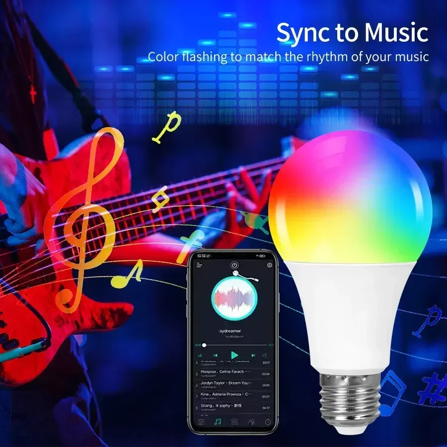 E27 Bluetooth Smart LED Bulb 220V 9W 15W 18W Tuya Lamp Smart Life APP Support RF 2.4GHz Remote Group Control Bedroom Home Decor