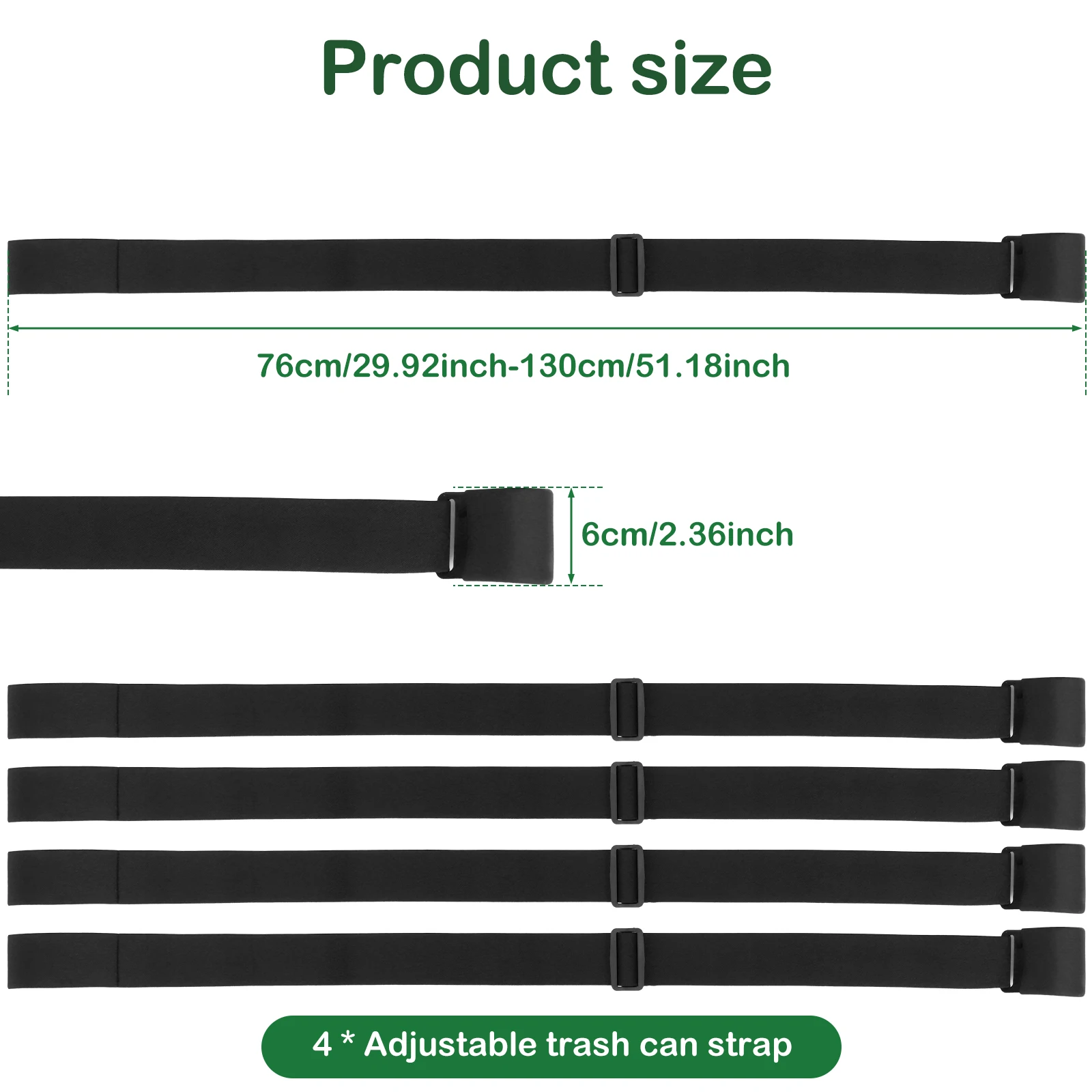 4Pcs Trash Can Lid Lock 76-130cm Length Adjustable Garbage Strap Wear-Resistance Trash Can Bands Reusable Garbage Can Locks for