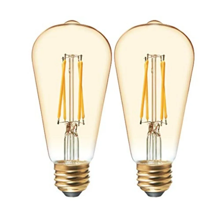 

Lighting Vinta Edison Style LED Light Bulbs, 6 Watts 60 Watt Equivalent Warm Candle Light, Amber Glass, Medium Base, Dimmable (