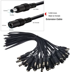 5.5x2.1mm 22AWG presa di alimentazione cc connettore Jack spina cavo maschio femmina cavo 25cm per telecamera CCTV connettore luci LED