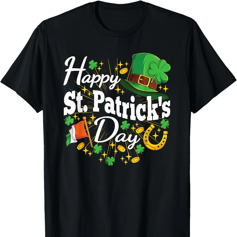 Happy-St-Patricks-Day-Shamrock-Irish-Men-Women-Crewneck-T-Shirt-Regular-Short-Sleeve-Fashion-Casual-Style-Adult-Streetwear