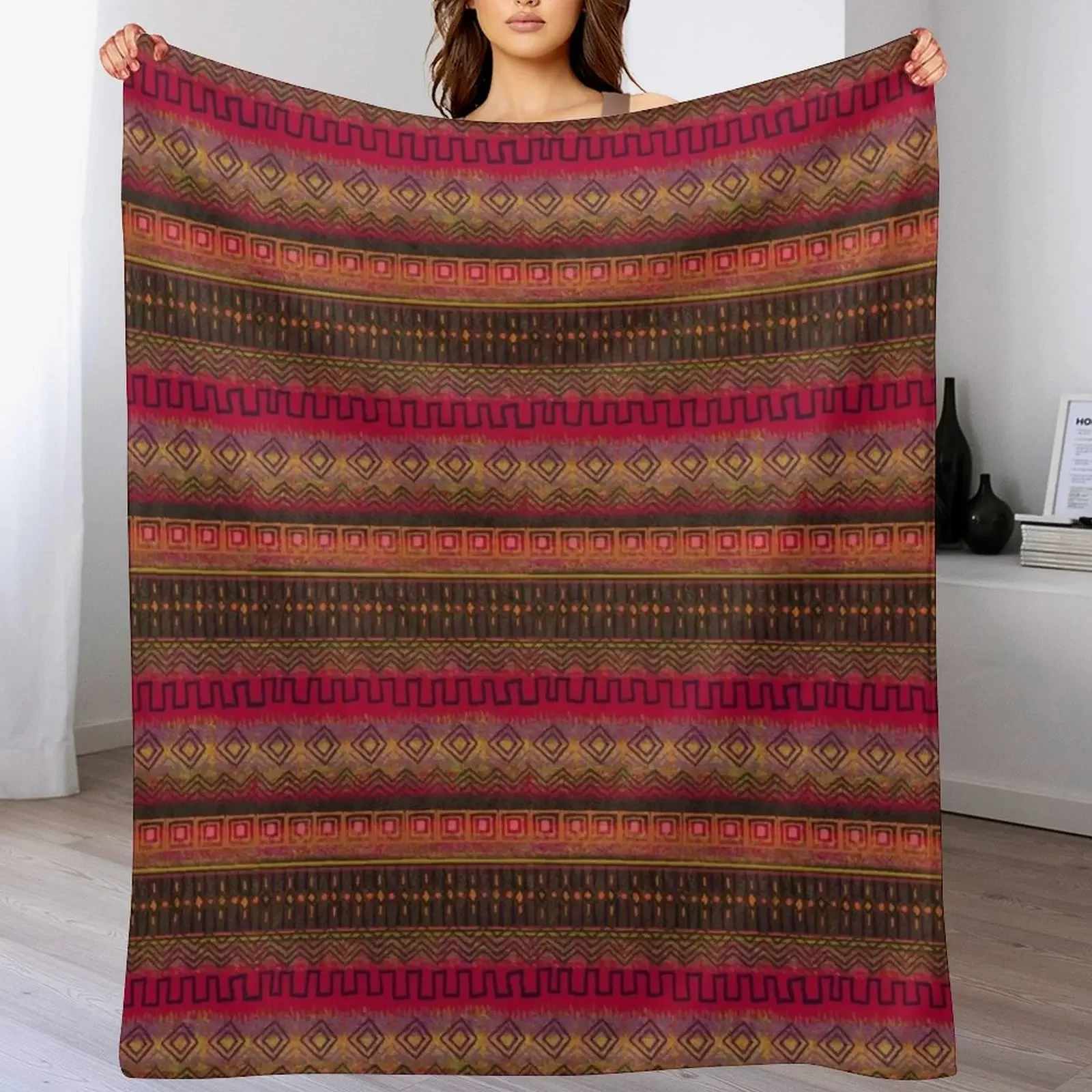 

Earthy African Ombre Mud Cloth Throw Blanket Single Soft Plaid Bed bed plaid Blankets