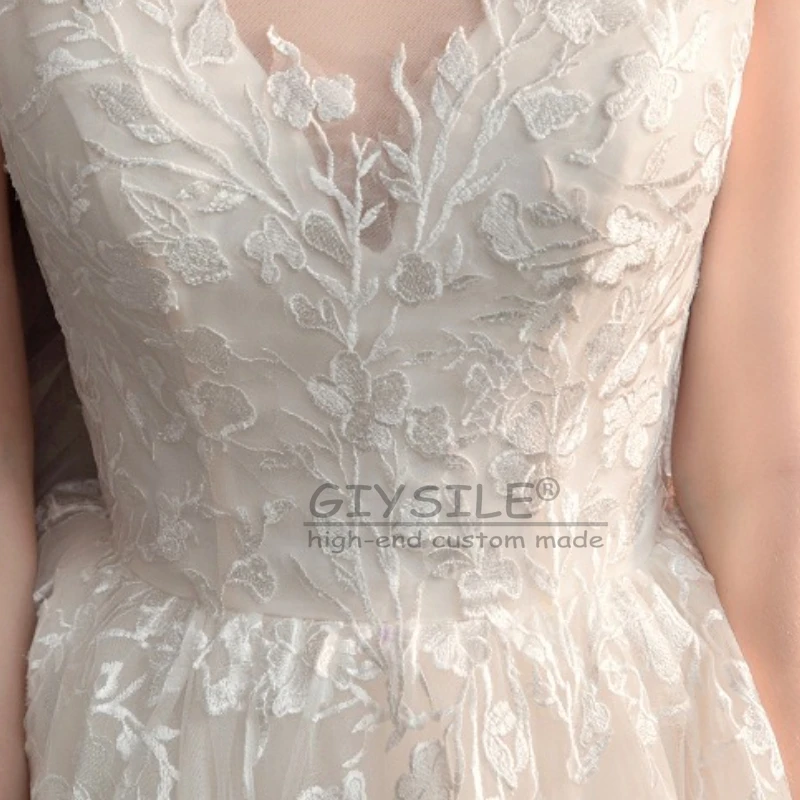 

GIYSILE Customized Cap Sleeves Bride Ivory Wedding Dresses For Women 2025 Court Train Lace Glitter Sexy Backless Bridal Gowns
