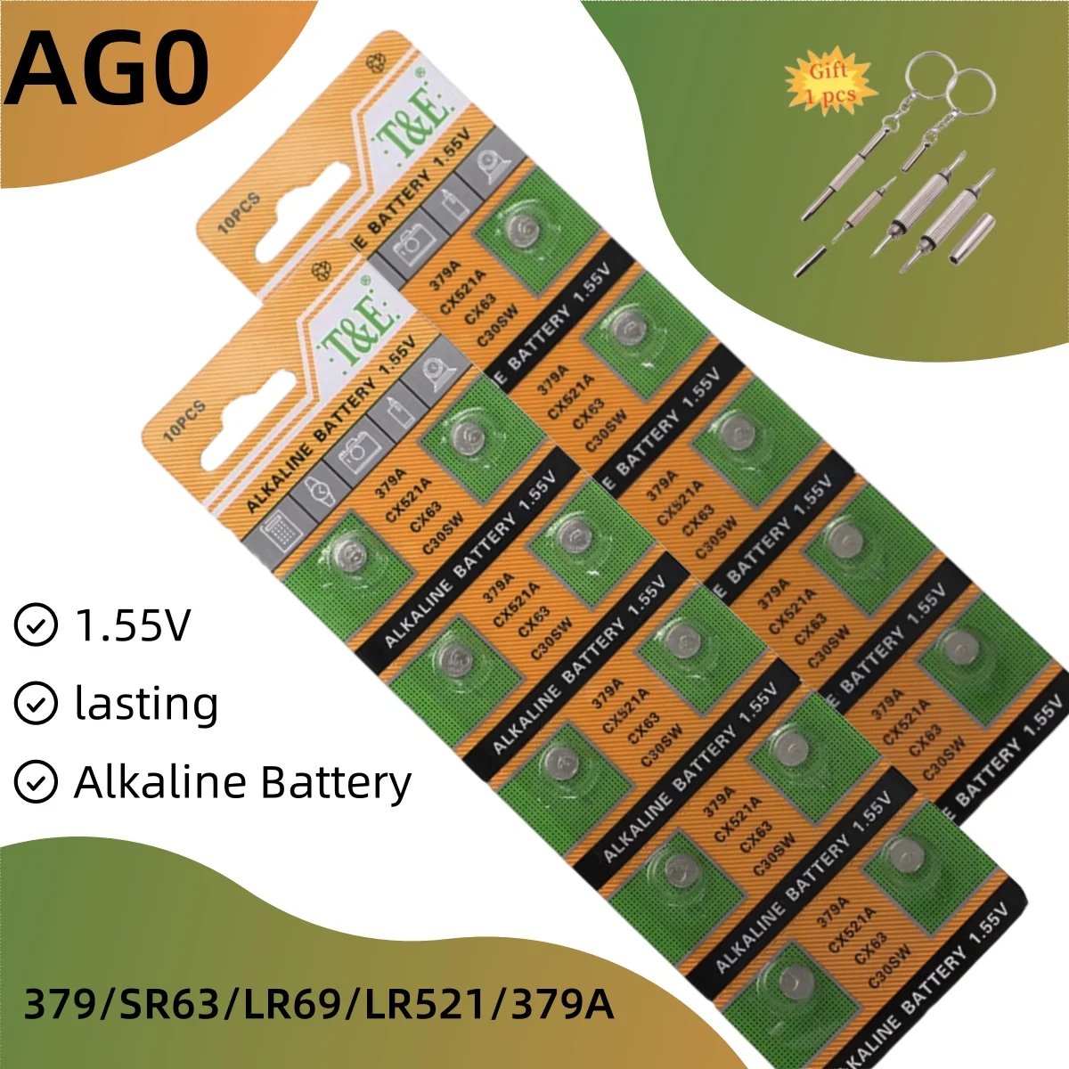 

Cell Coin 2-50PCS AG0 379 SR63 LR69 LR521 379A 1.55V Button Batteries For Watch Toys Remote SR521SW D379 RW327 Alkaline Battery