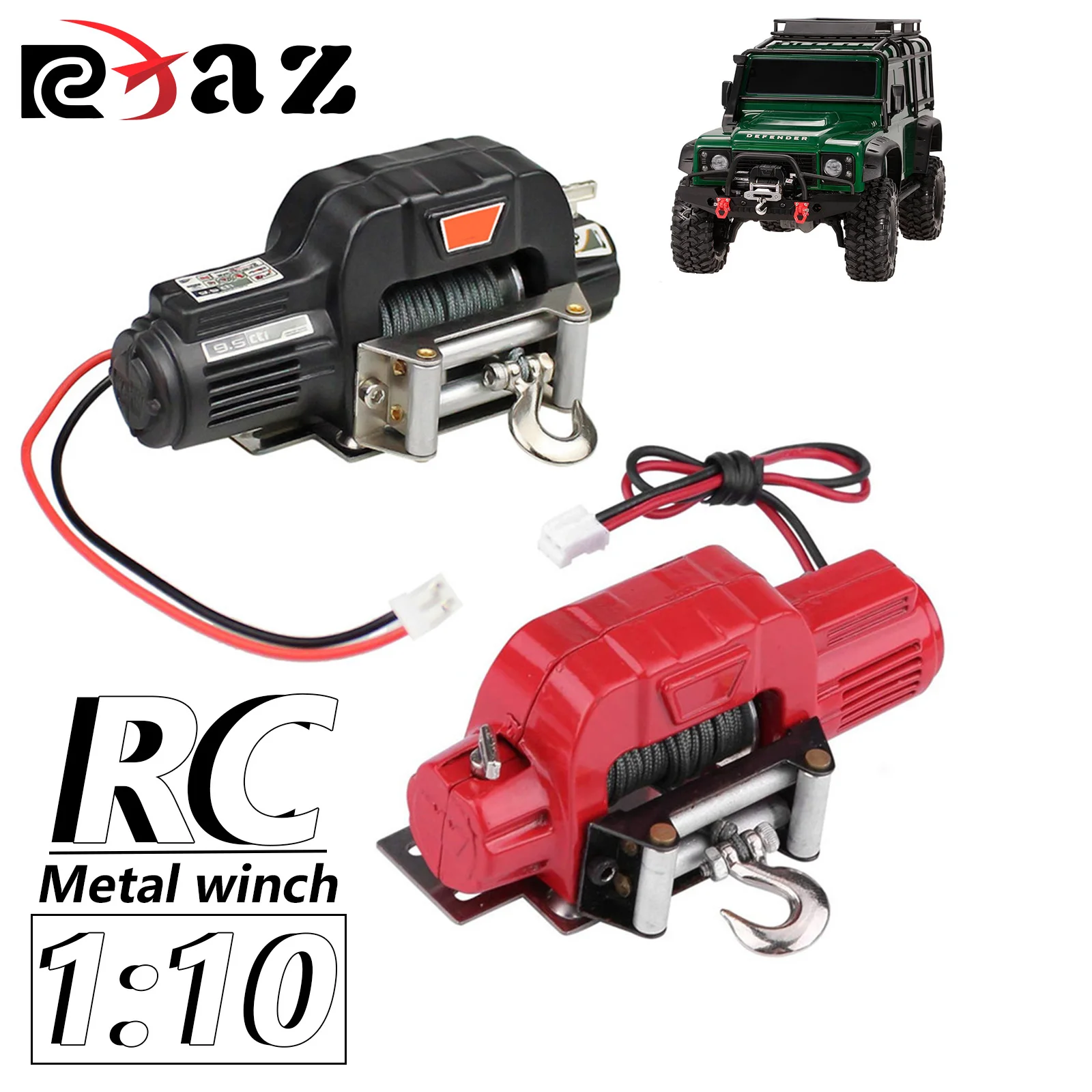 

RCXAZ RC Car Metal Winch + Wireless Remote Controller for 1:10 RC Crawler Truck Axial SCX10 90046 TRX4 TRX6 Redcat Gen8