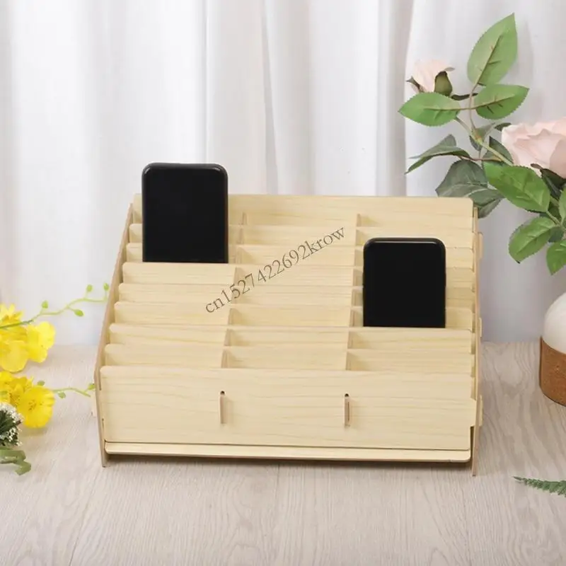 R9CB Desktop Phone Holder Pencil Storage for Case Multiple Compartment