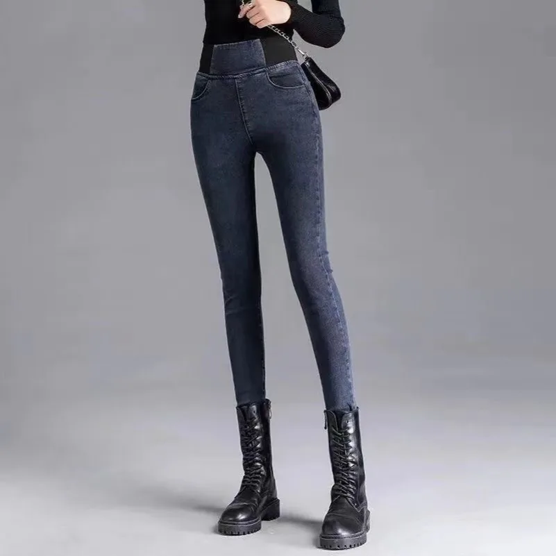 PTKPCC Elastic Waist Skinny Jeans Women Spring Slim Stretch Denim Pants Vintage Pencil Vaqueros Mom Pantalones De Mujer