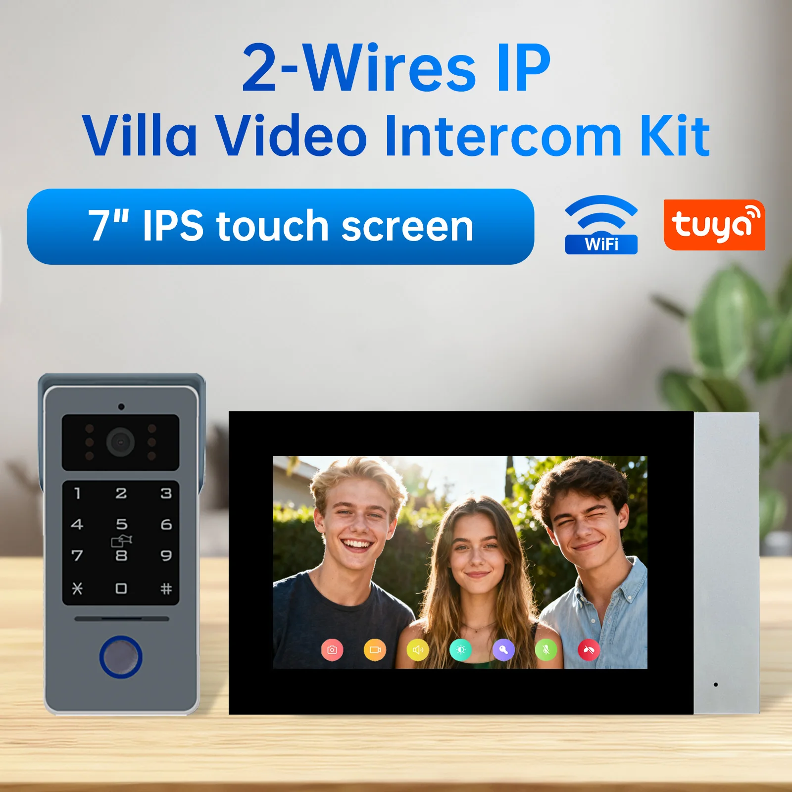 

Tuya Video intercom System 2 Wire 7" IPS LCD Screen Doorbell Phone RFID Unlock Night Vision 1080P Smart Wifi Home Intercom D41A