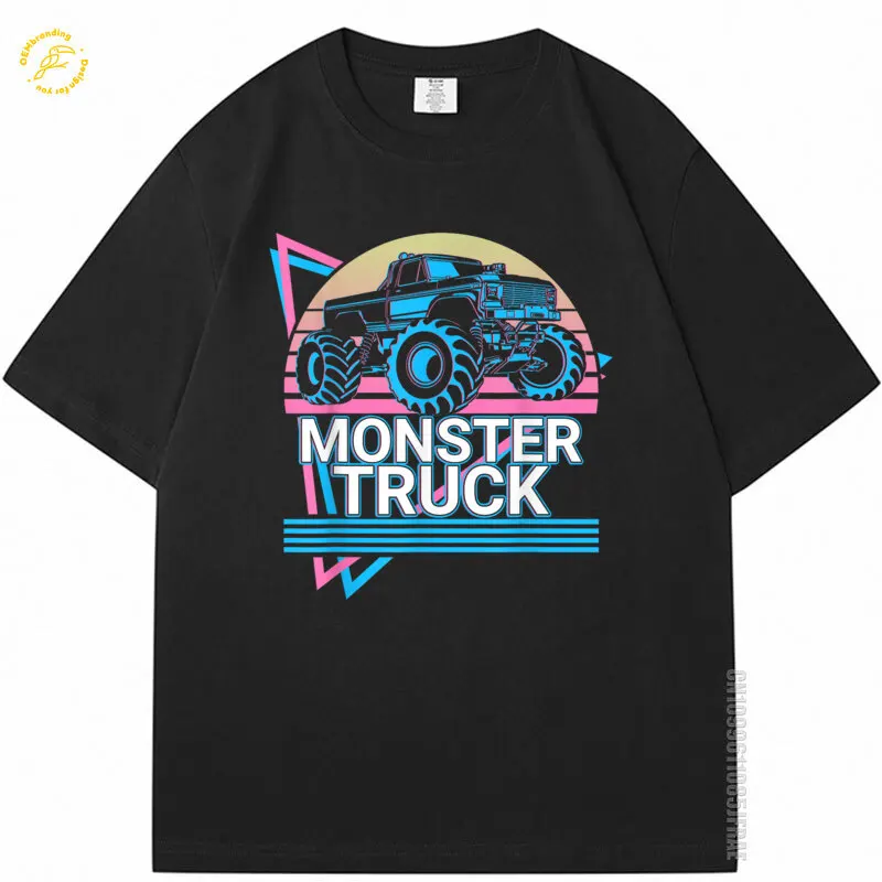 

2025 Driver Style Tops 100% Cotton Man Tshirt Monster Truck Retro Oversized T-Shirt Graphic Tee Guys T Shirt Uomo Clothes Summer