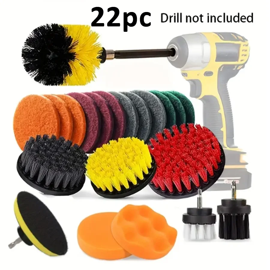 Drill Brush Power Scrubber Cleaning Brush Extended Long Attachment Set All Purpose Drill Scrub Brushes Car Polishing Pad Kit