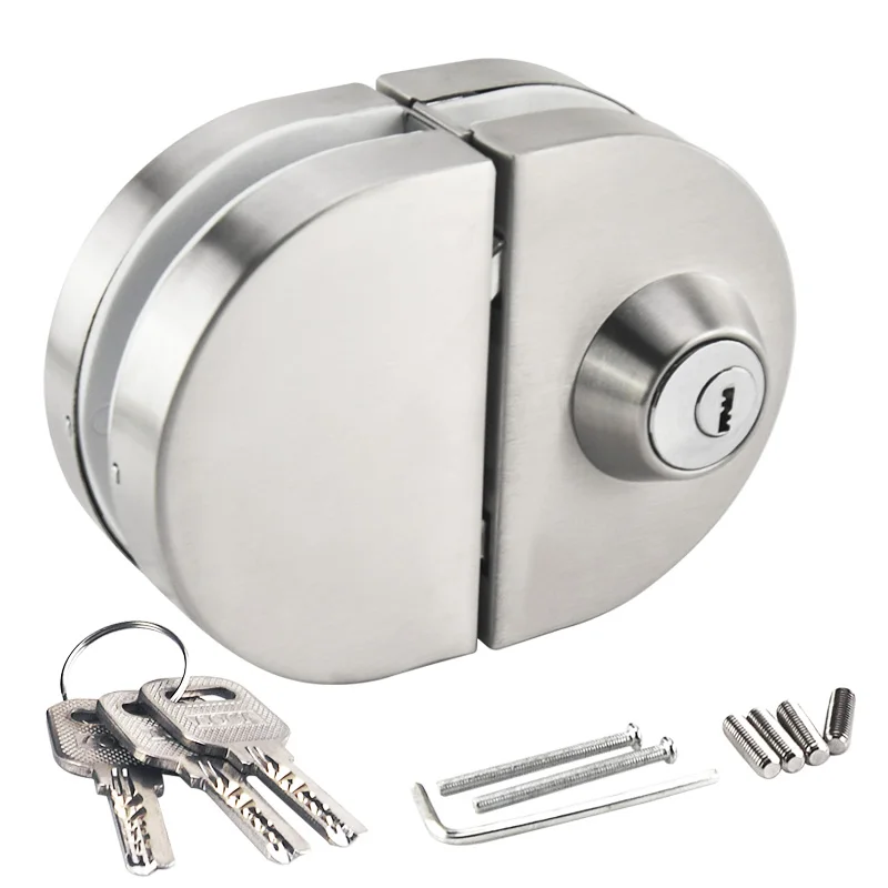 

Brushed Stainless Steel 10-12 mm Thickness Glass Door Lock Anti-Theft Security Lock with Frameless Push Sliding Gate Lock