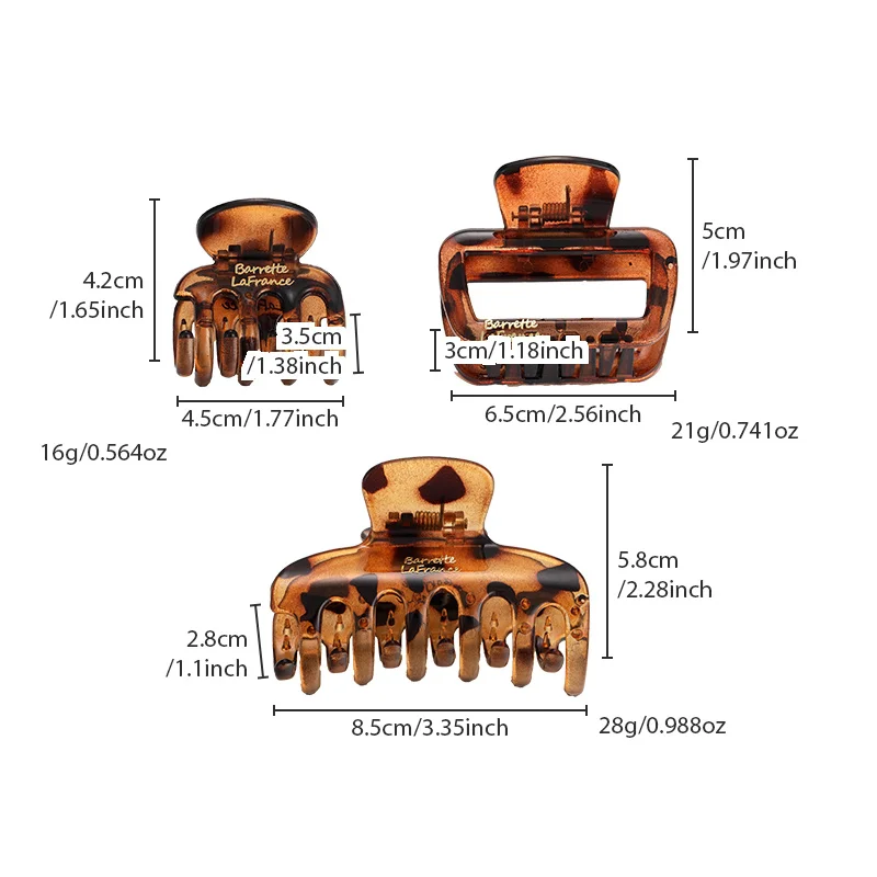 مشبك شعر مربع شفاف بتصميم بسيط ومطلي بالذهب لأنماط نصف متابعة دبوس شعر متوسط الحجم لمشابك ذيل السمكة