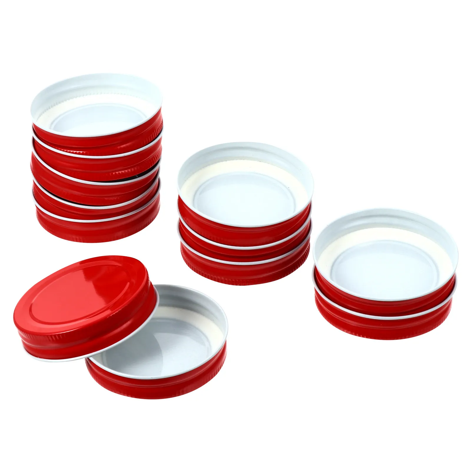 12Pcs Tinplate Mason Jar Lids 7Cm Regular Mouth Sealing Caps Leakproof Rustproof Reusable Storage Lid for Freezer Refrigerator