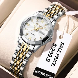 POEDAGAR New Arrival Women Watch Gold Luxury Stainless Steel Waterproof Quartz Ladies Watches Top Brand Gift Clock Luminous 2023