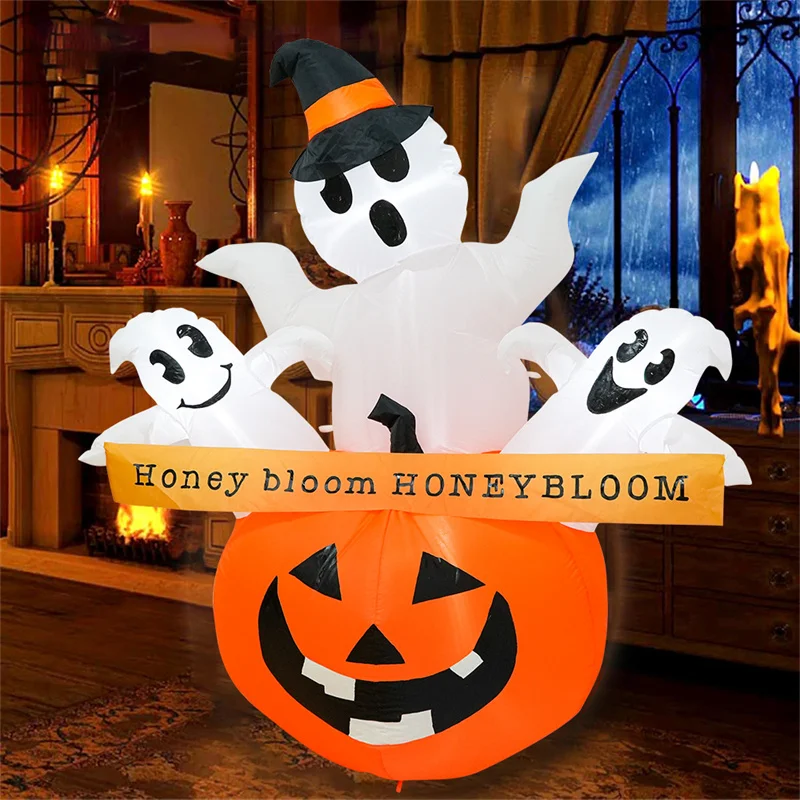 

Inflatable Halloween Ghost Pumpkin Decoration Outdoor Garden Halloween Festival Blowing Up Ghost Air Model Ornaments with LED