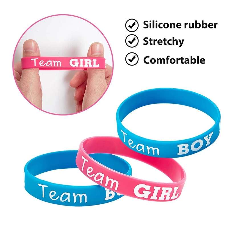 Gender Reveal Bracelets, Includes Team Boy Bracelets And Team Girls Bracelets For Gender Reveal Party (40 Pieces)