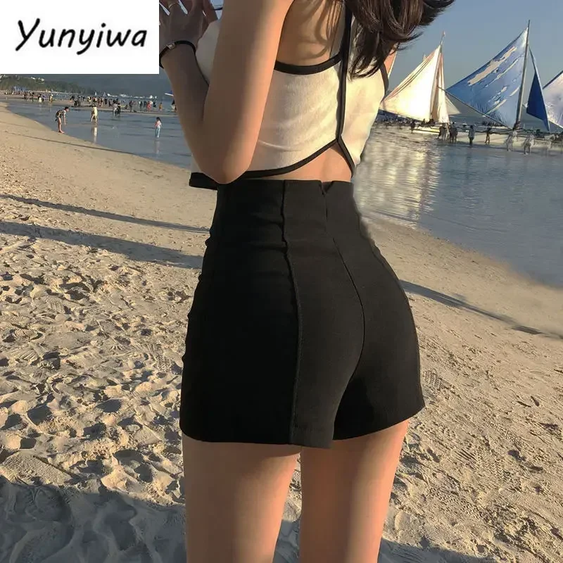 Shorts Women High Waist Solid Shaped Summer Korean Style All-match Ins Sexy Slim  Hot Short Streetwear Harajuku Ulzzang New