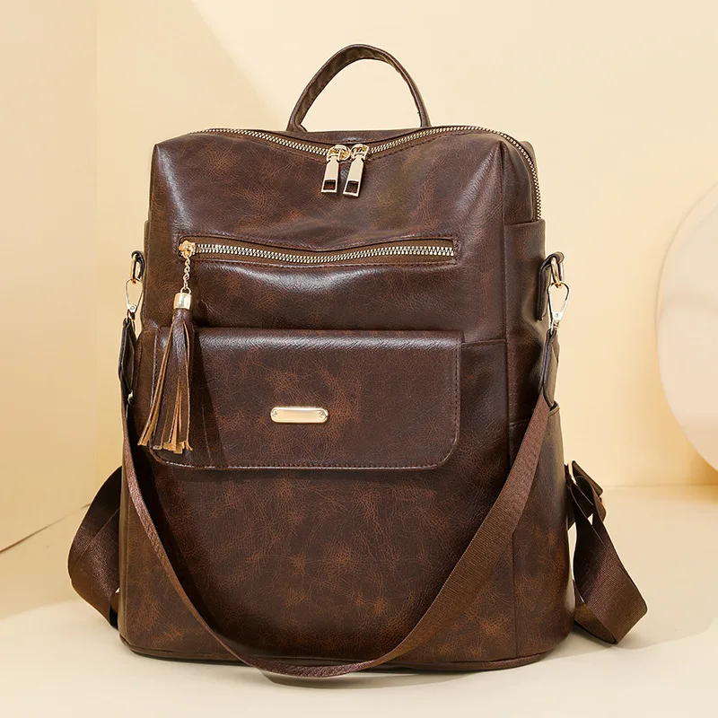 Europe and the United States retro casual ladies backpack wholesale large-capacity fashion backpack light travel bag.