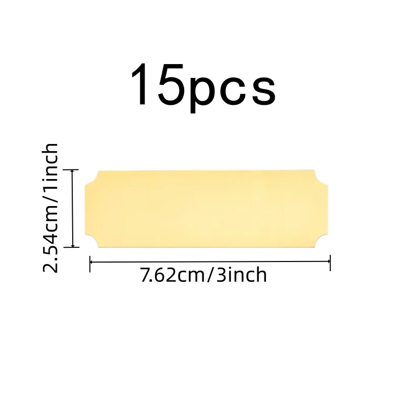 15 pcs Blank Name Badges with Gold Finish Surface, ideal for Office Desk Labeling and Business Event Badges