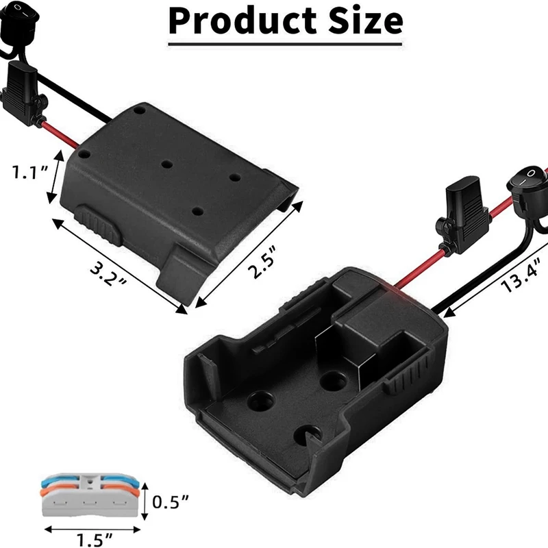 12AWG Power Wheels Adapter For Milwaukee 18V Team Lithium Battery Power Connector DIY W/Switch Easy Install Easy To Use