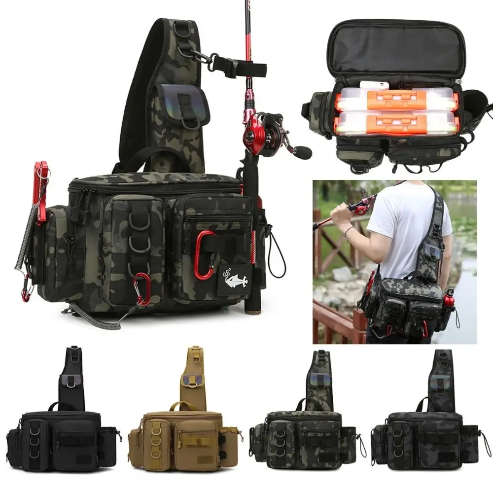 

Multifunctional Fishing Shoulder Bag Large Capacity Multi Pocket Fishing Tackle Boxes Waterproof 600D Nylon Fishing Waist Pack