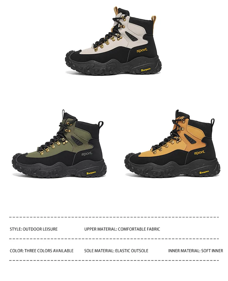 Herren-Outdoor-High-Top-Stiefel mit Dicken Sohlen, Hervorragender Griffigkeit, Besonders Geeignet für Bergsteigen und Wandern | Freizeitstiefel | Bergsteigerausrüstung und Campingausrüstung – Detail 5