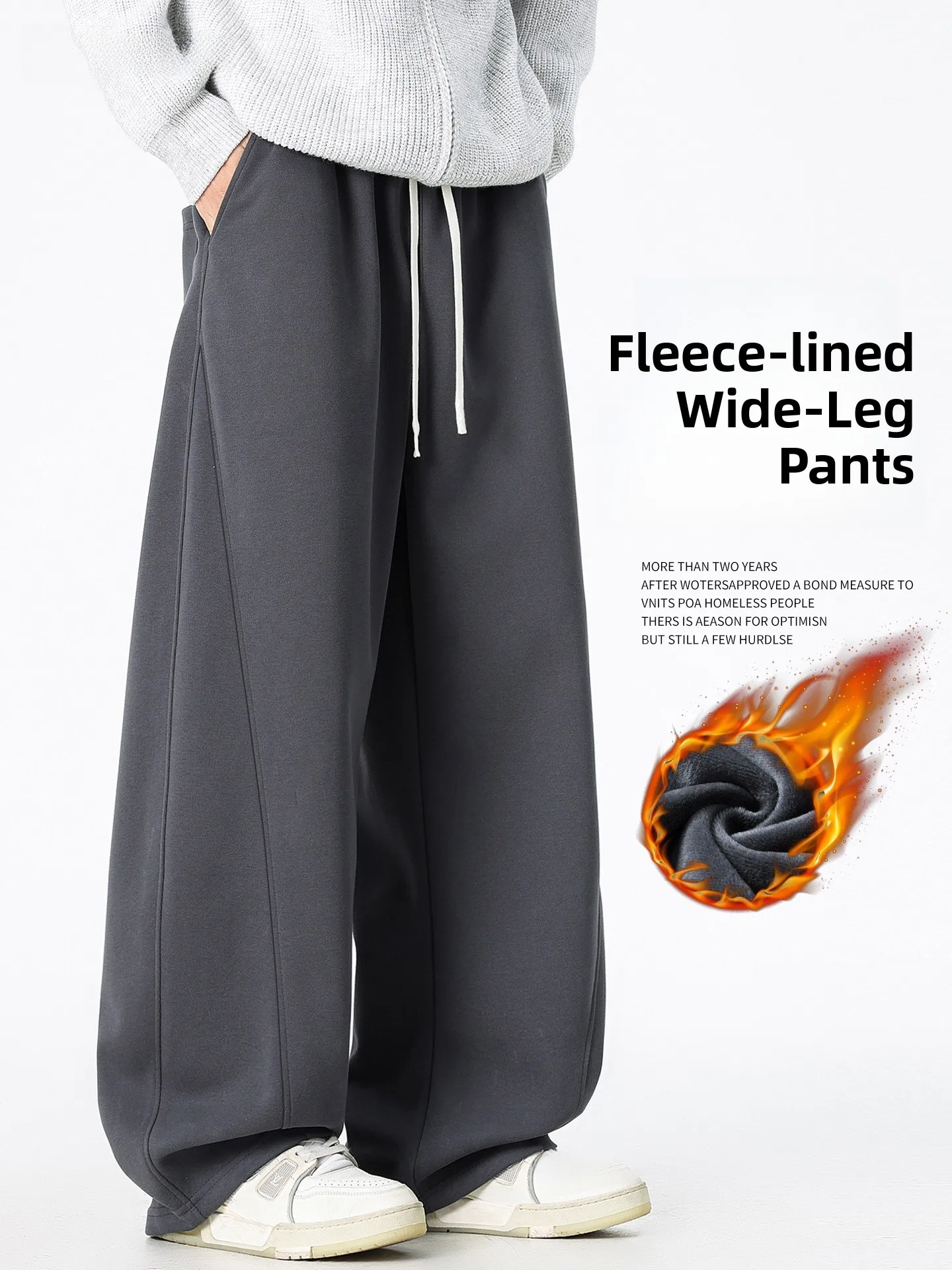 

American Sle Thiened Fce Men's Straight Leg Pants Winter Warm Casual Trousers Soft Comfortable Straight Blade Pants