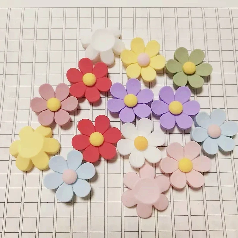 10Pcs Medium Flowers Flat Back Planar Resin Women Girl Bowknot Hairpin Earrings Crafts Materials Clothing Hat Arts Patch