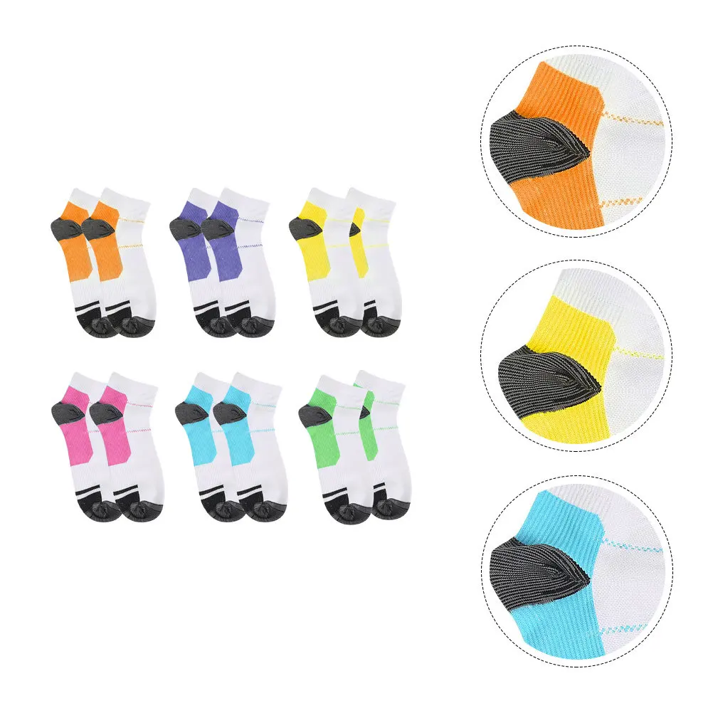 

6 пар спортивных компрессионных носков, дышащие, быстросохнущие, для бега, велоспорта, пеших прогулок, для снятия напряжения в мышцах, впитывающие пот