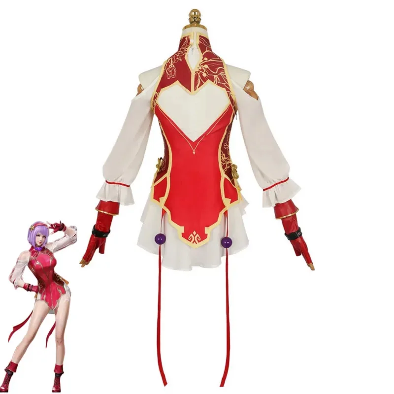 Game Naraka: Bladepoint Kurimi Cosplay Costume Chinese Style Red Cheongsam Dress Headband Woman Sexy Traditional Festival Suits;