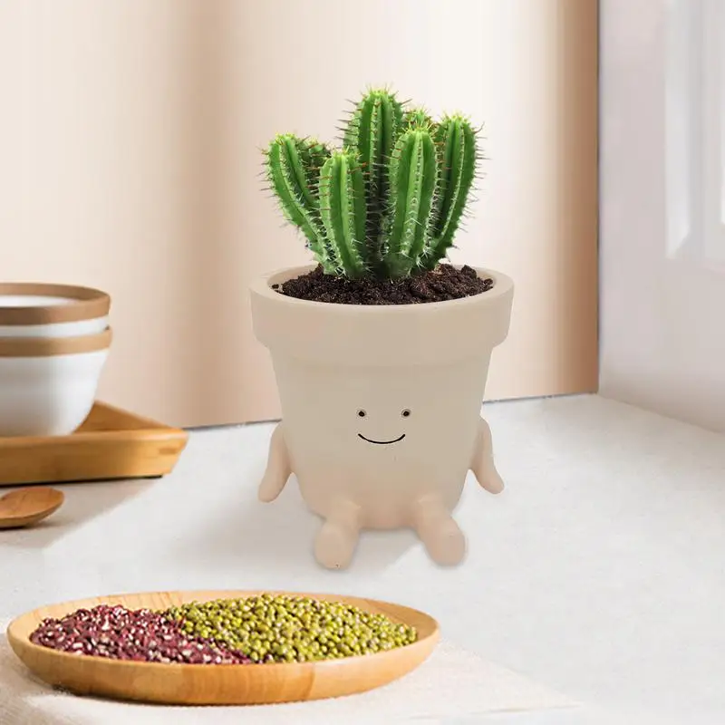 Sitting Plant Pot for Succulents Cactus Indoor Plants Cute Plant Pot, Face Planter Pot, Head Planter, Succulent Pot