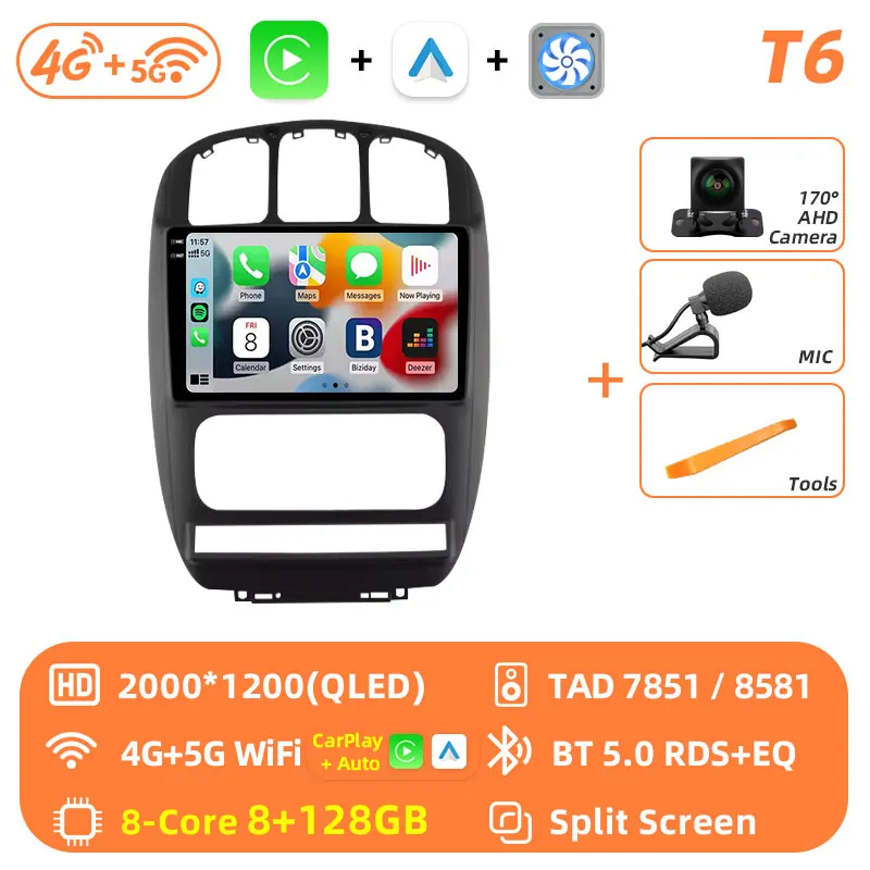 Android 16 wifi + 4G Carplay Autoradio Voor Dodge Caravan 4 Voor Chrysler Grand Voyager RS 2000-2012 navigatie GPS Stereo Multimedia