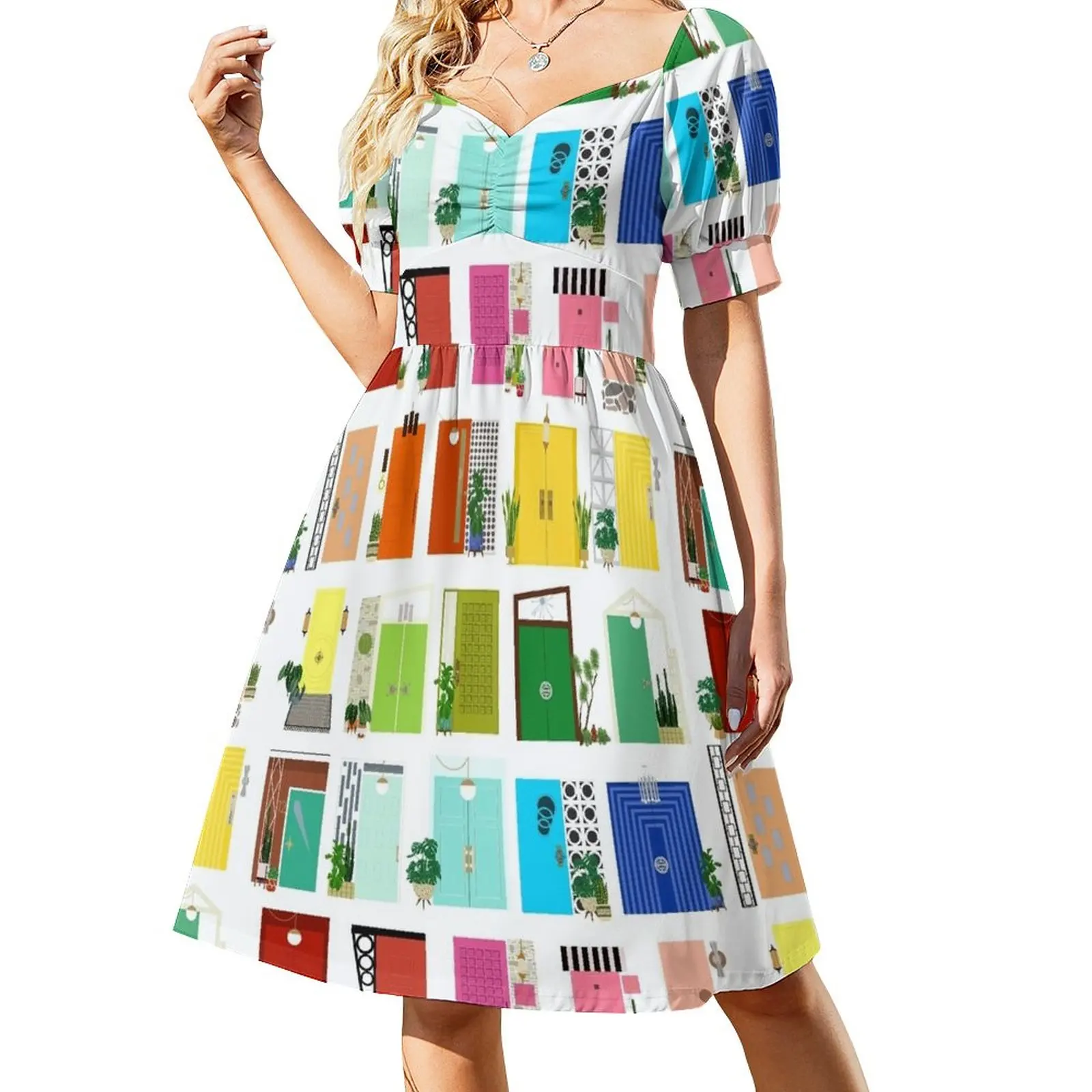 Mid Century Modern Rainbow Doors Sleeveless Dress dresses for women dresses with long sleeves