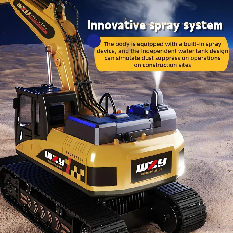 Rc Engineering Vehicle 12/13/15Ch Excavator Children's Toy Floor Steering Wheel Remote Controlled Car Toys for Boys Xmas Gifts