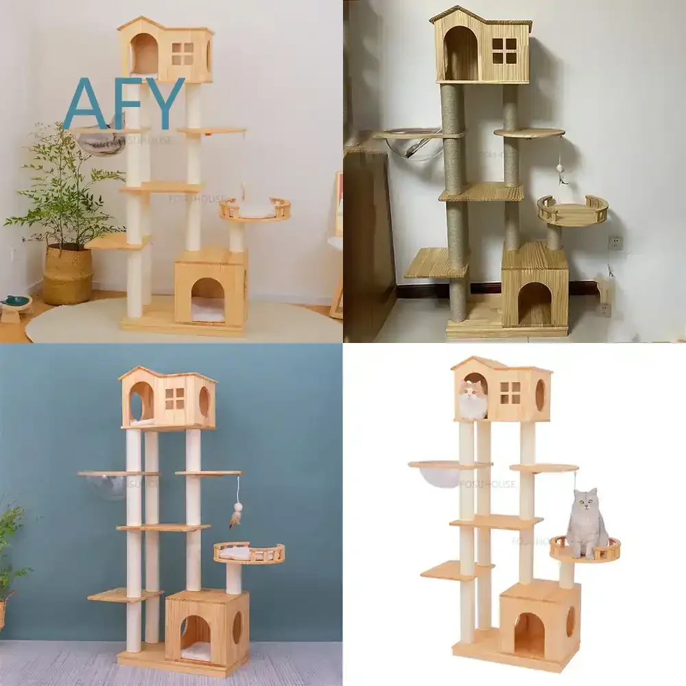 Modern Solid Wood Sisal Cat Climbing Frame for Pet Furniture Space Capsule Personality Creative Household Cat Scratching