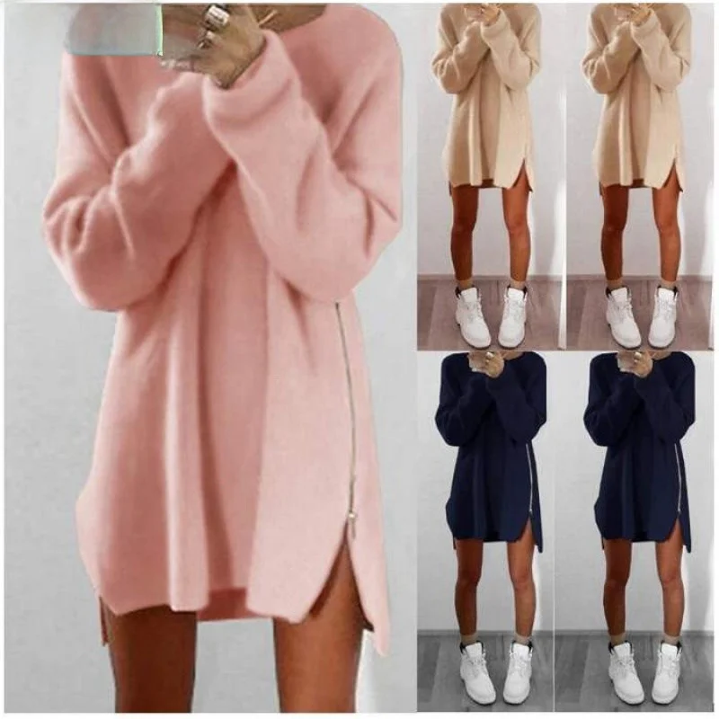 

Women's Autumn Winter V Ne Long Sve Sweater Loose Fit Pullover Mid-Length New Sle Ladies' Knitwear