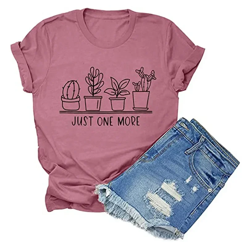 

Plant Shirts Women Just One More Plant T-Shirt Funny Gardening Graphic Tee Women's Fashion Causal Short Sleeve Shirt Tops Gifts